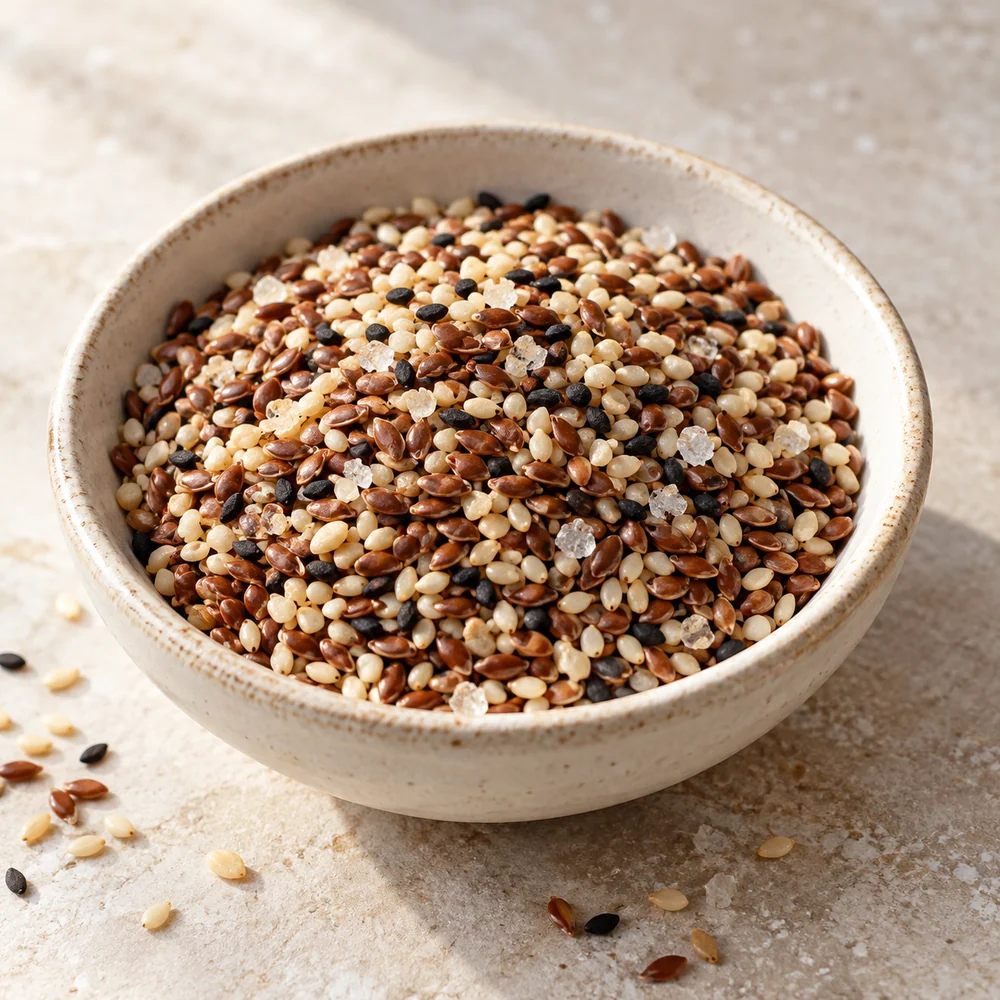 Flaxseed and Sesame Seasoning Salt — AI-generated illustration